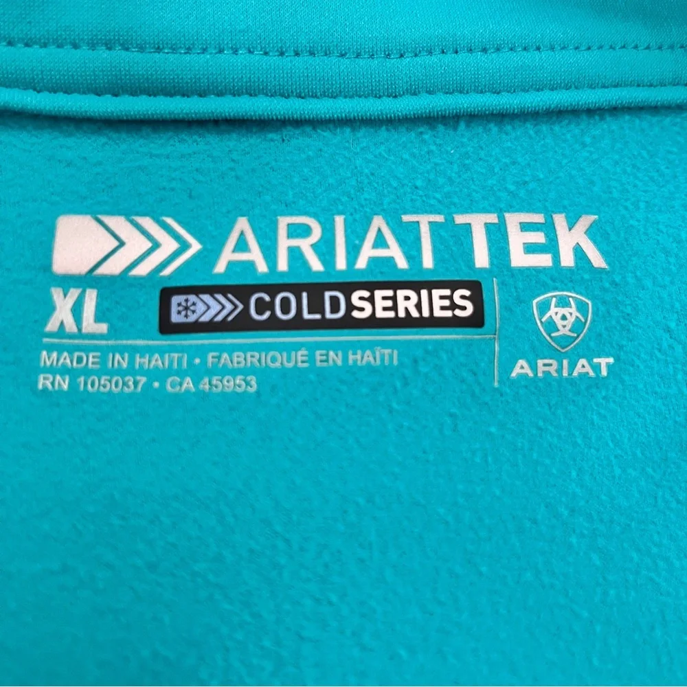 Ariat Tek Cold Series Pullover 1/4 Zip Top size xl Teal jacket sweatshirt shirt - Picture 4 of 14